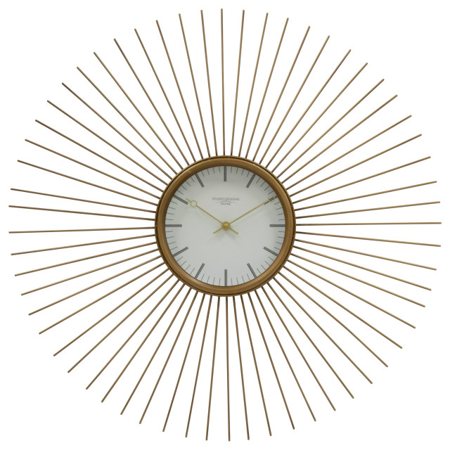 Mod Large 30 Inch Retro Starburst Metal Large Wall Clock Midcentury