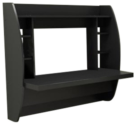 Prepac Floating Computer Desk With Storage In Black Contemporary