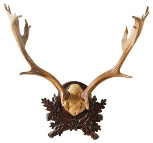 Plaque, European Antlers Fallow Antler Deer - Traditional - Wall Panels