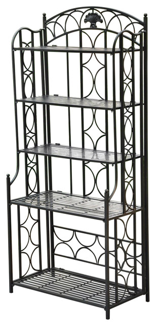 Indoor Outdoor Wrought Iron Metal Bakers Rack 5 Shelf Plant
