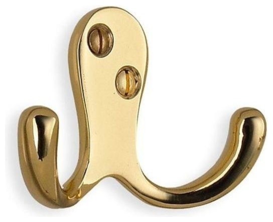 Double Coat Hook in Polished Brass Finish