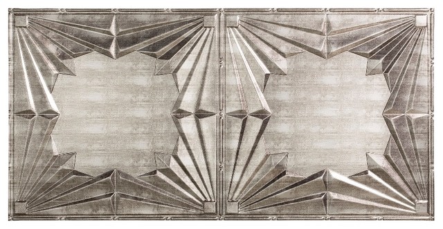 Fasade Art Deco Ceiling Tile Sample Crosshatch Silver