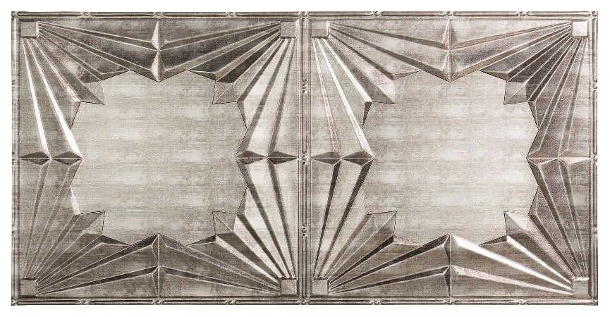 Fasade Art Deco Ceiling Tile Sample Crosshatch Silver
