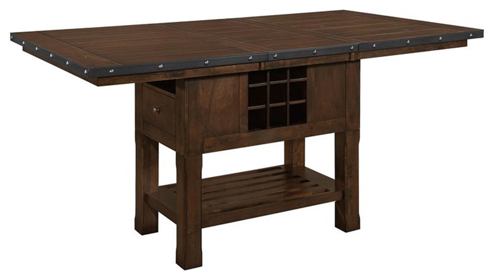Bowery Hill Wood Counter Height Dining Room Table in Dark Brown
