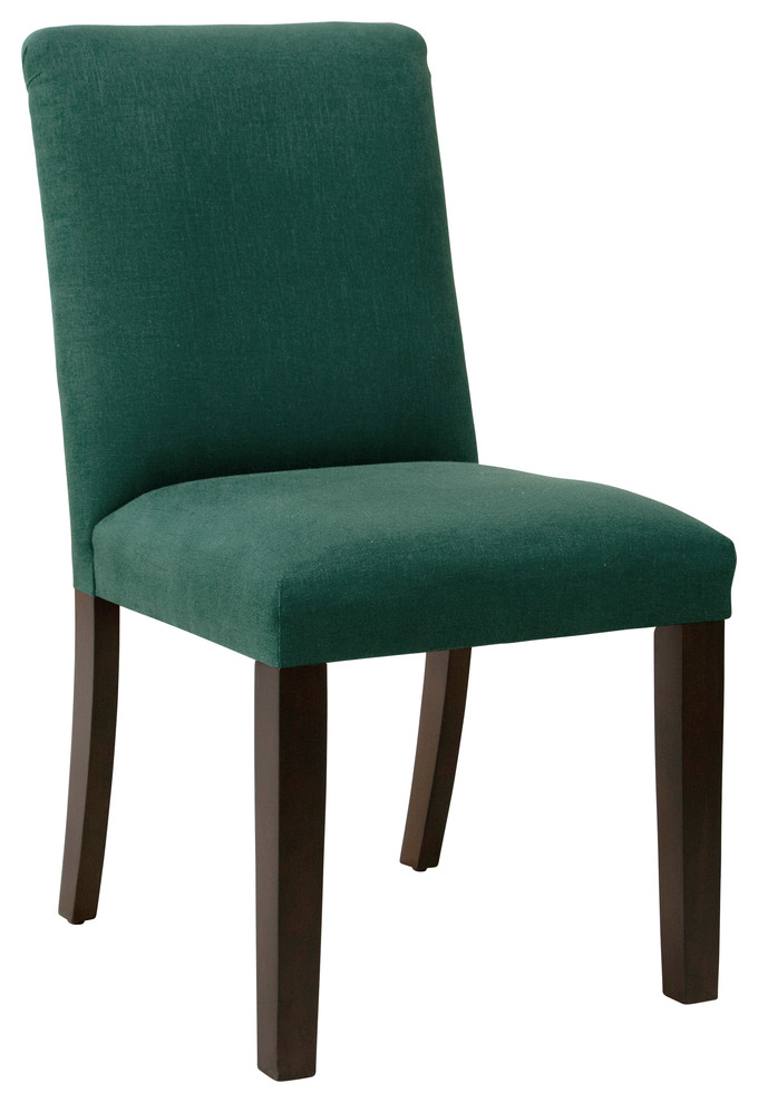 Marshall Dining chair With diamond tufted back in Linen Conifer Green