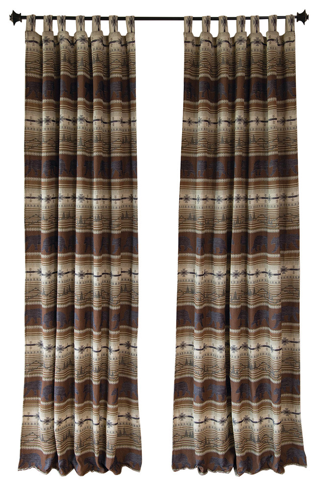 Rugged Earth Bear Rustic Cabin Curtain Panels Set Of 2 Rustic