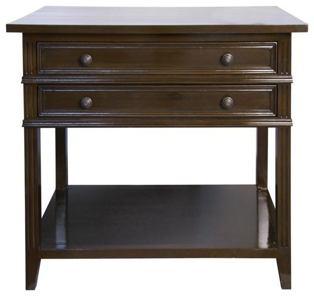 Rico 2 Drawer Side Table, Distressed Brown