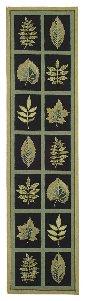 Country & Floral Chelsea Area Rug, Black, Hallway Runner 2'6"x8'