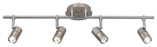 Contemporary Steel and Chrome 4-Light Circle Slot Track Fixture