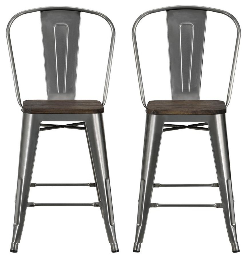 Atwater Living Metal Counter Stool, Antique Gunmetal 24" Industrial