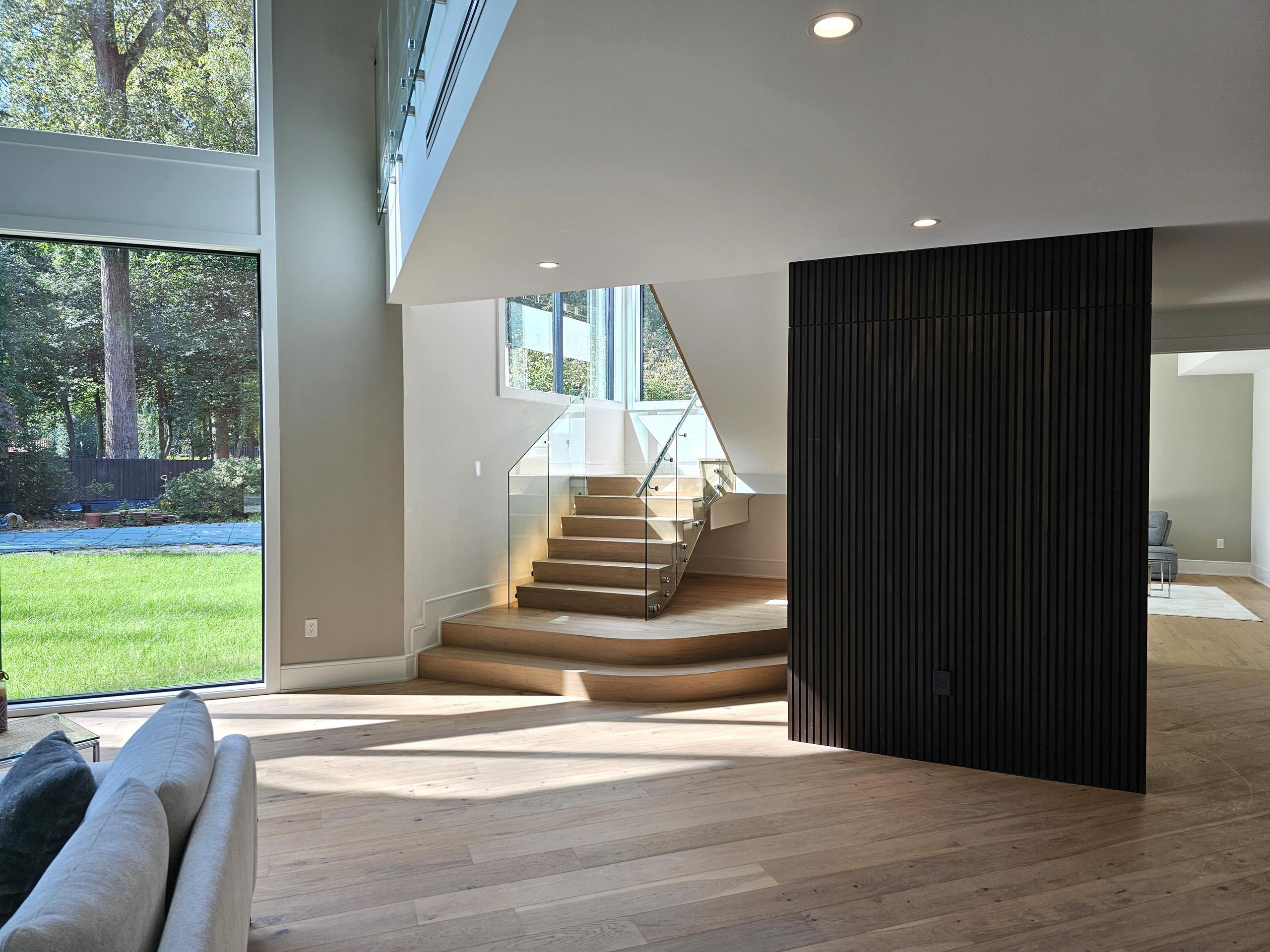 129_White Oak Slanted Riser Modern Stair, Mclean, VA 22102