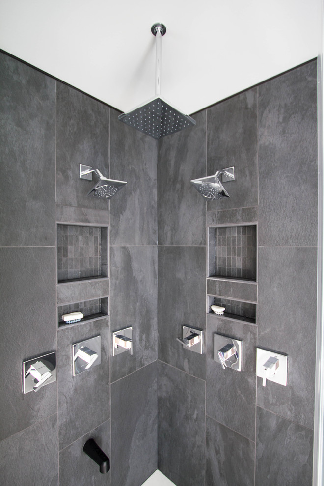 Double Recessed Shower Niches Modern Bathroom Philadelphia by