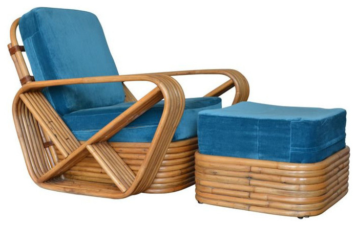 SOLD OUT!  Paul Frankl 6 Strand Rattan Arm Chair & Ottoman - $2,500 Est. Retail
