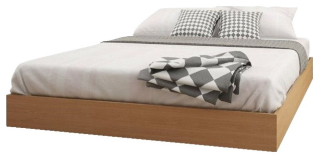 Nexera Queen Modern Wood Platform Bed with Slats in Natural Maple