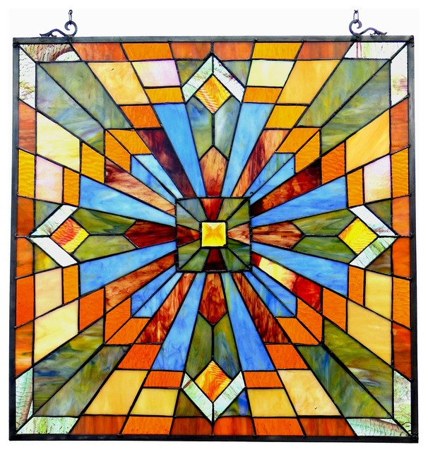 EMMA, Tiffanyglass Window Panel, 24" Stained Glass Panels by