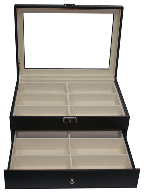 12 Piece Eyegl Display Case For Large Sungles Black Carbon 12 Piece Eyegl Display Case For Large Sungles Black Carbon Fiber