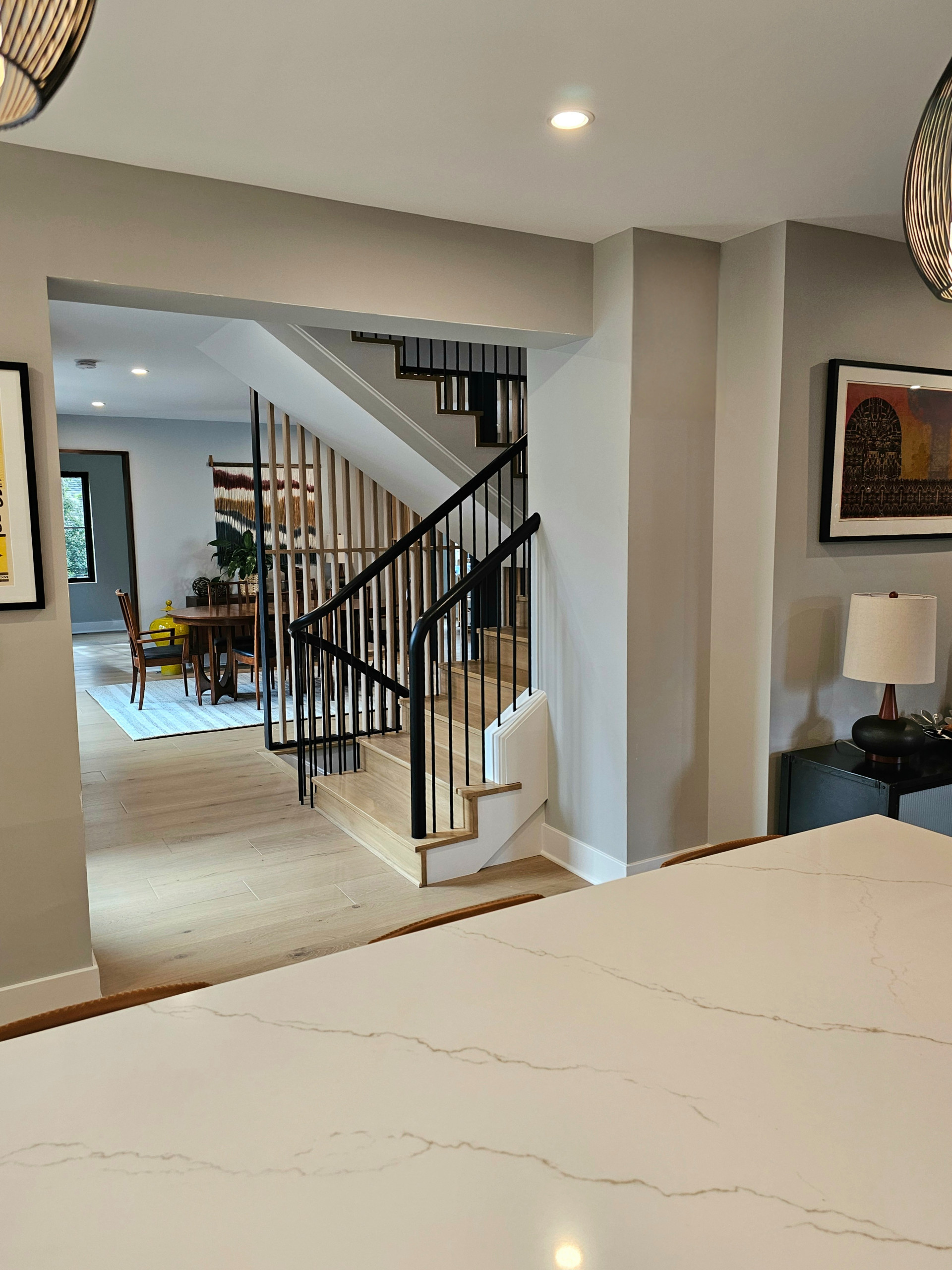 115_Stunning Continuous Rail System on 3 Story Floating Stairs; Arlington, VA 22