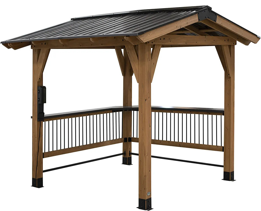 Outdoor Gazebo Pergola, Cedar Wood Construction With Electrical & USB