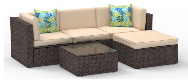 5 Piece Patio Sectional All Weather Pe Rattan Wicker Outdoor Sofa Tropical Lounge Sets By Moprem Home Houzz - 5 Piece Sectional Sofa Outdoor 5 Piece Patio Sectional All Weather Pe Rattan Wicker Outdoor Sofa Tropical Lounge Sets By Moprem Home Houzz - 5 Piece Sectional Sofa Outdoor