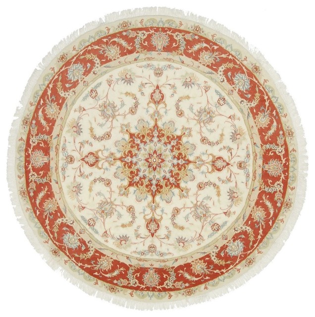 Tabriz 50Raj Oriental Rug, Round Hand-Knotted, 200x200 cm