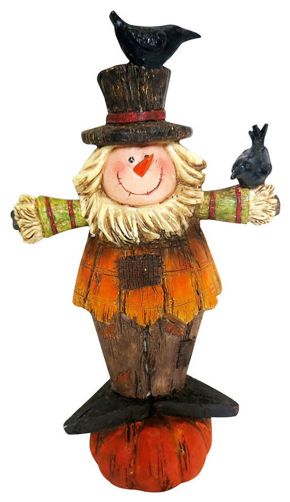 11" Scarecrow Boy Statuary Contemporary Holiday Accents And