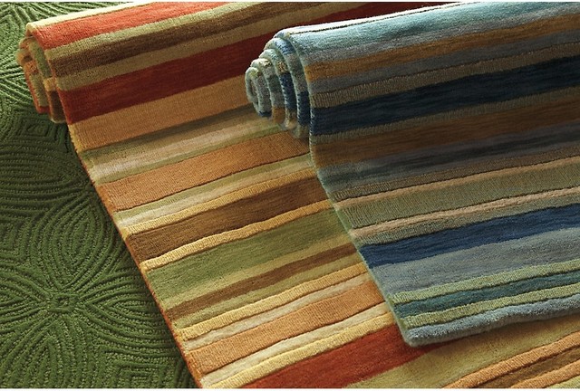 Sheffield Stripe Wool Hand Tufted 9'x13' Rug, Seagrass