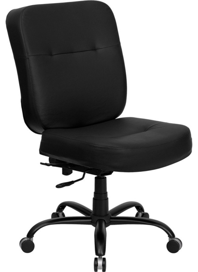 Flash Furniture Big and Tall Office Chair, Black, WL-735SYG-BK-LEA-GG