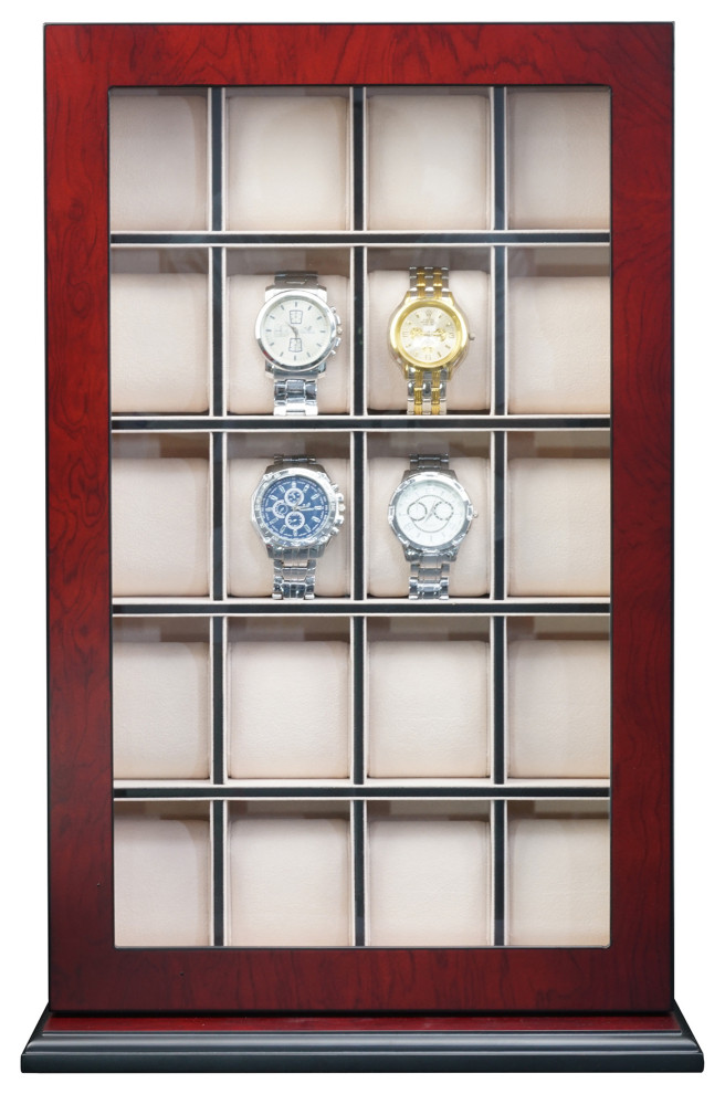 20 Slot Wood Watch Display Wall Hanging Case and Storage Organizer Box