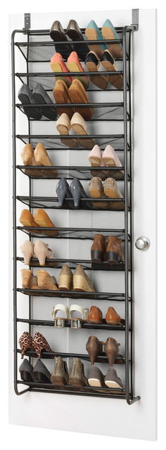 Whitmor Gunmetal 36 Pair Over The Door Shoe Rack Contemporary Whitmor Gunmetal 36 Pair Over The Door Shoe Rack