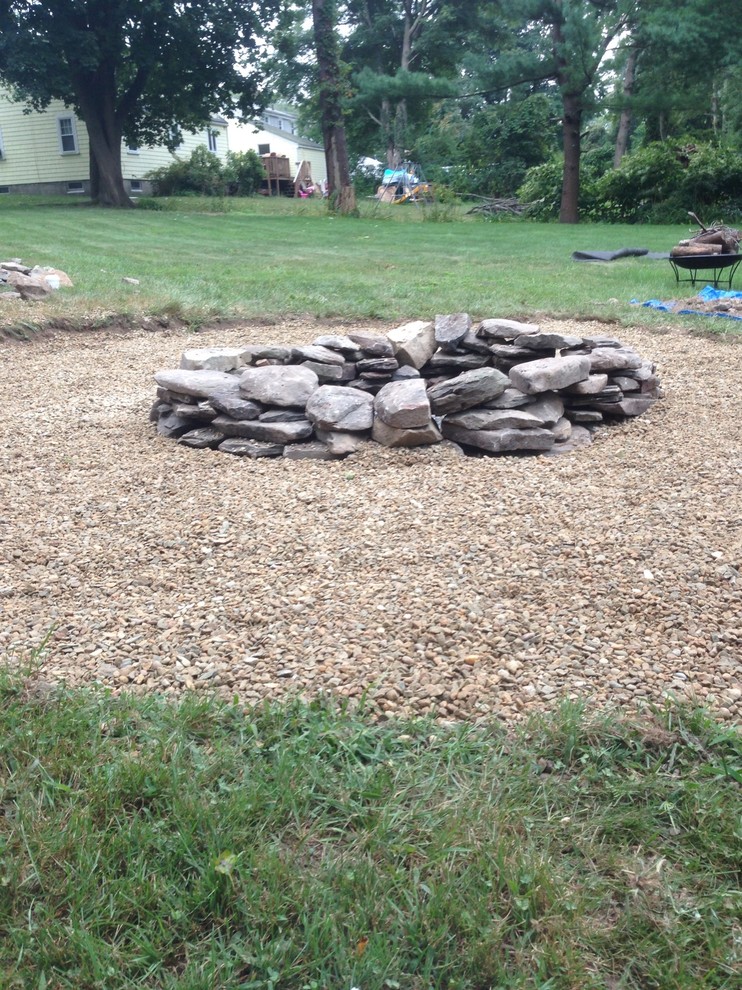 Natural Stone Fire Pit Traditional Landscape Boston