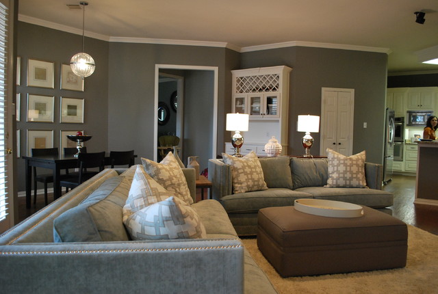 Modern Family Living Space In Grey Traditional Family Room