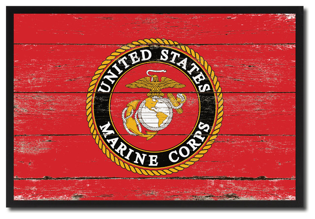 US Marine Corps Emblem Military Flag Canvas Print, 13"x19", 19"x28 ...