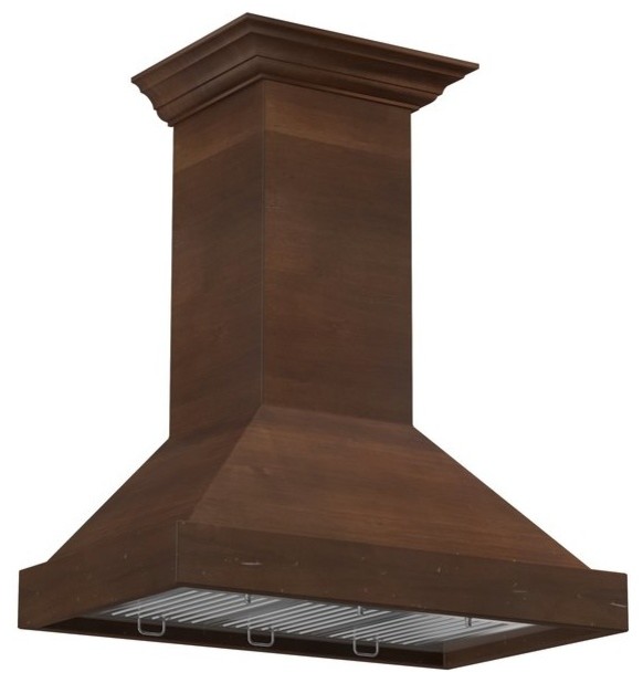 ZLINE 48" Wooden Wall Mount Range Hood, Walnut, Includes Remote Motor