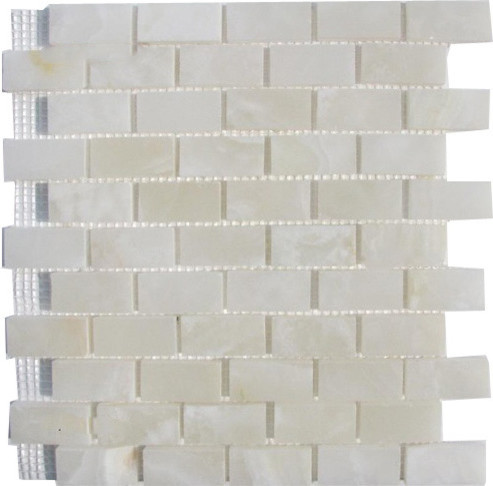 12 X12 White Onyx Brick Pattern Polished Finish Mosaic 12 X12 White Onyx Brick Pattern Polished Finish Mosaic Full Sheet Sample