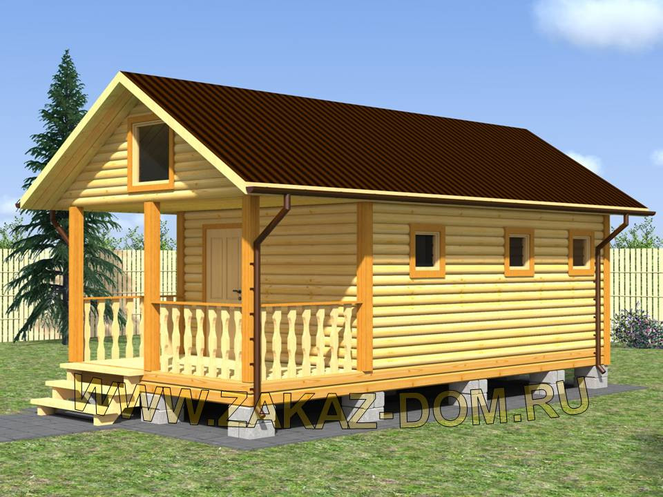 Проект одноэтажной бани из бруса (4х8 м) : Б-103