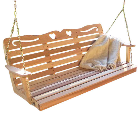 Red Cedar American Sweetheart Porch Swing - Farmhouse - Porch Swings ...