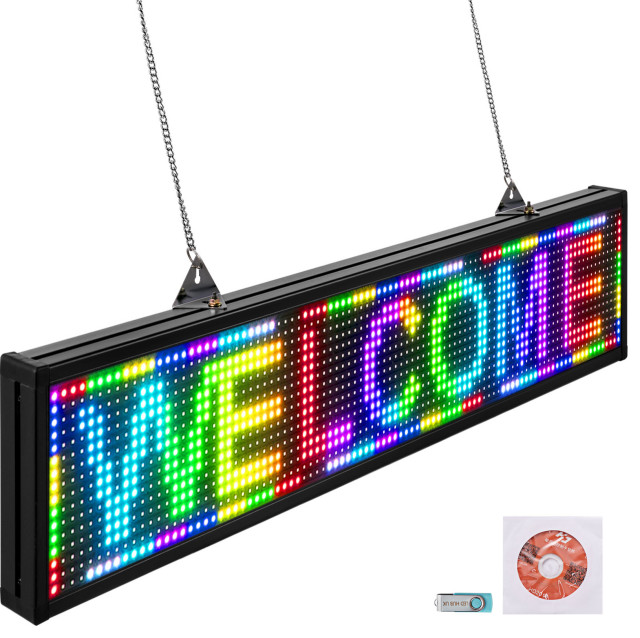 VEVOR Led Sign Digital Sign 38x6.5 Fullcolor Led Message Board Digital