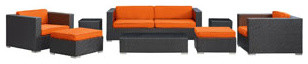 Venice 8 Piece Outdoor Patio Sofa Set in Espresso Orange