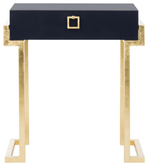 Larue Lacquer Side Table, Navy Contemporary Side Tables And End