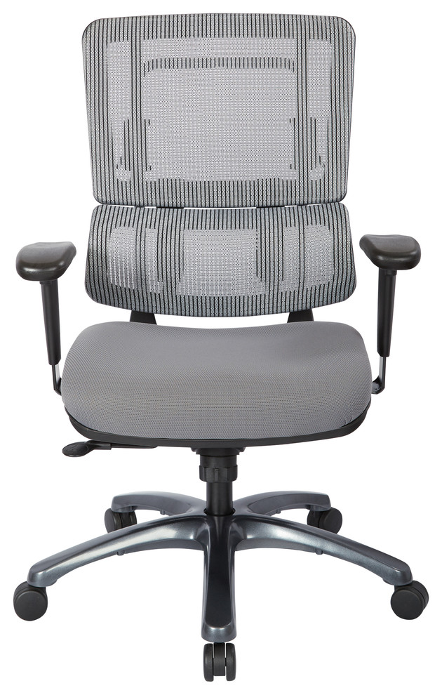 Vertical Gray Mesh Back Chair With Titanium Base and Steel Mesh Seat