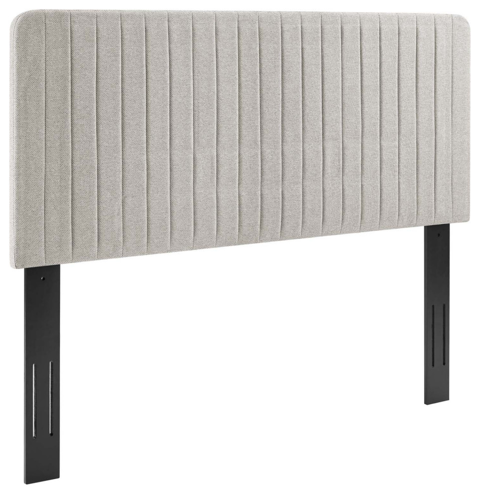 Milenna Channel Tufted Upholstered Fabric King/Cal King Headboard, Oatmeal