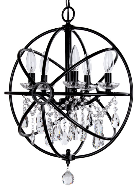 5 Light Modern Crystal Orb Plug In Chandelier Black Traditional Chandeliers By Amalfi Decor Houzz 5 Light Modern Crystal Orb Plug In, Black Crystal Plug In Chandelier