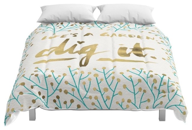 Society6 Dig It Gold Turquoise Comforter Contemporary