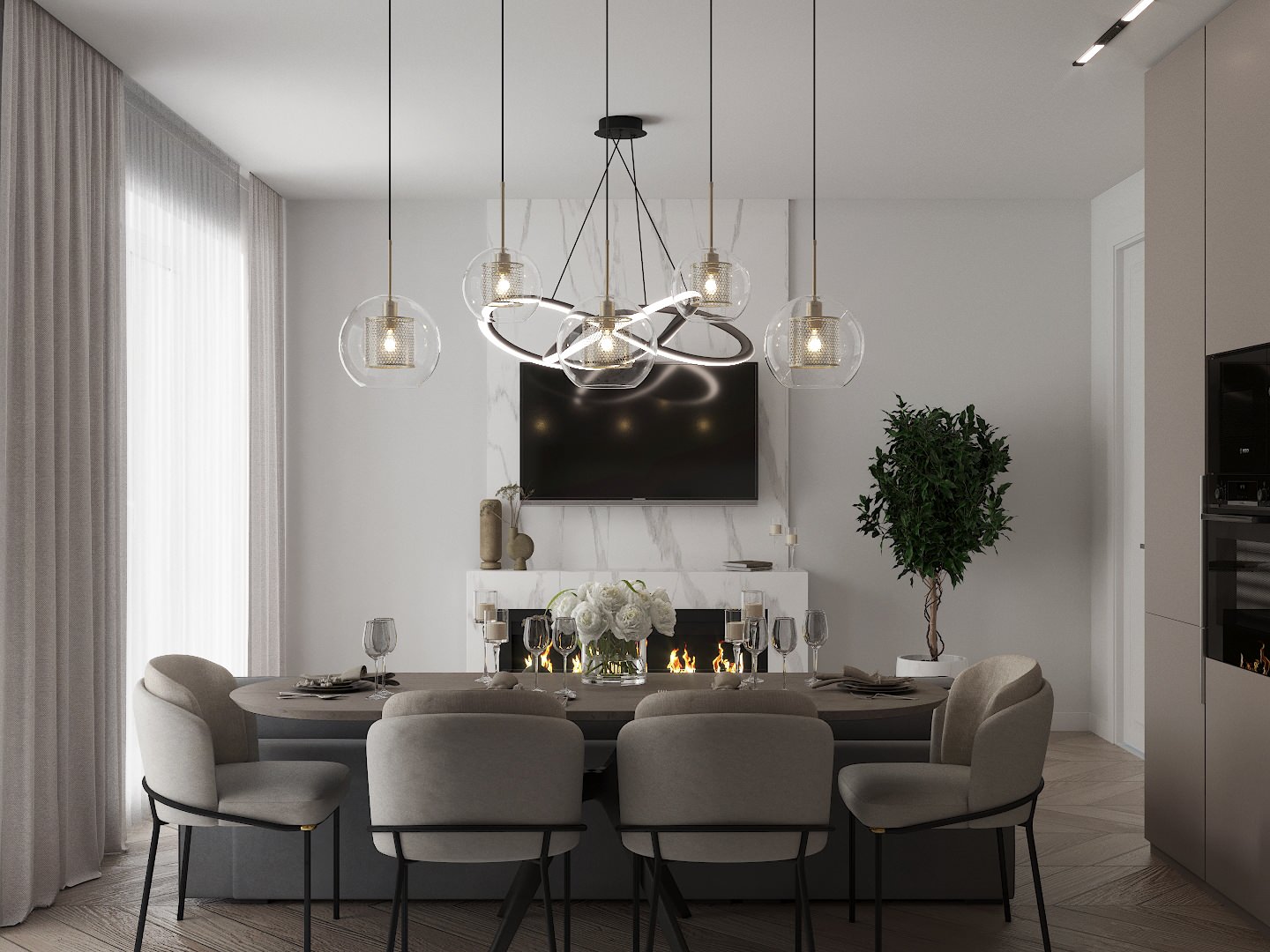 Гостиная с камином