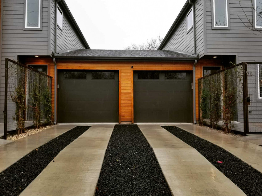 This is an example of a contemporary two-car garage.