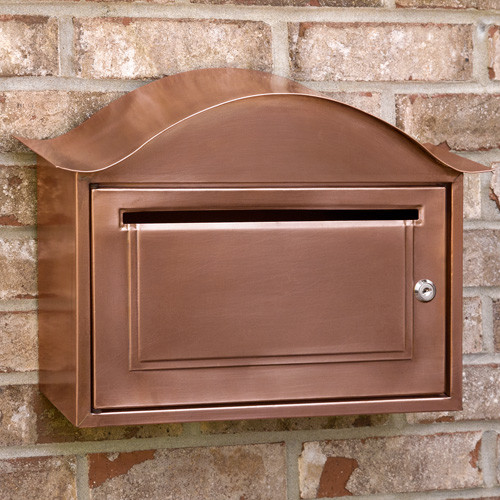 Arched Locking WallMount Copper Mailbox Modern Mailboxes by