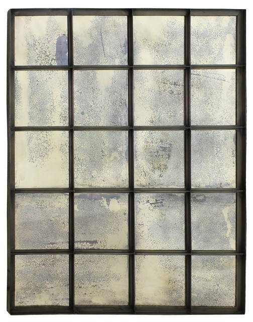 Rustic Iron Frame Oversize Wall Mirror Antiqued Smoked Divided Rustic Iron Frame Oversize Wall Mirror Antiqued Smoked Divided Light
