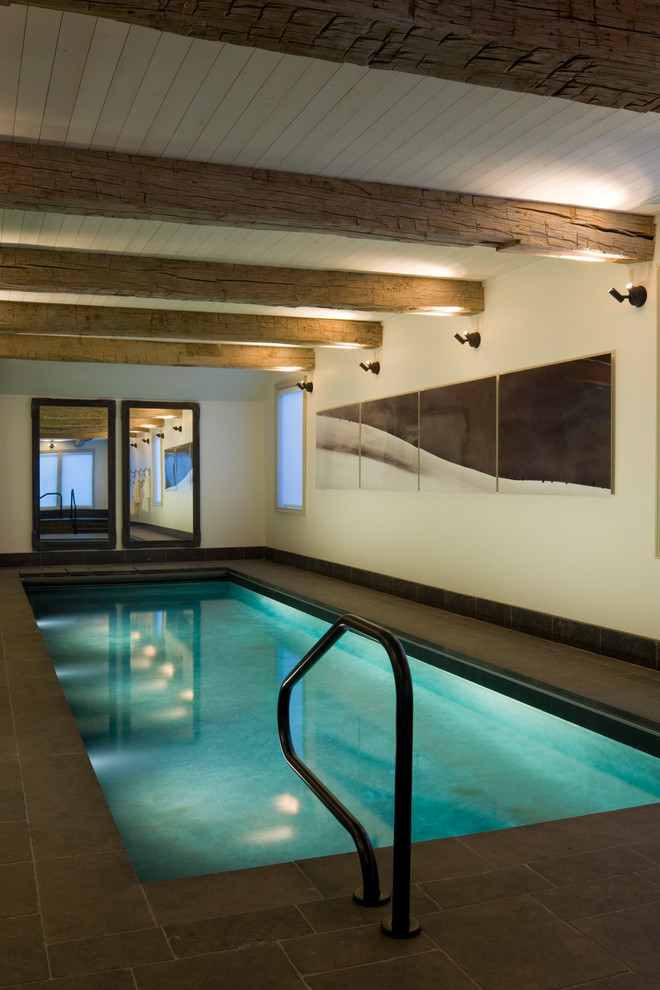 This is an example of a country indoor rectangular pool in Denver.