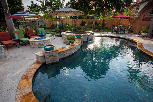 Pool Spa Combo With Fire Pit Asian Swimming Pool Hot Tub