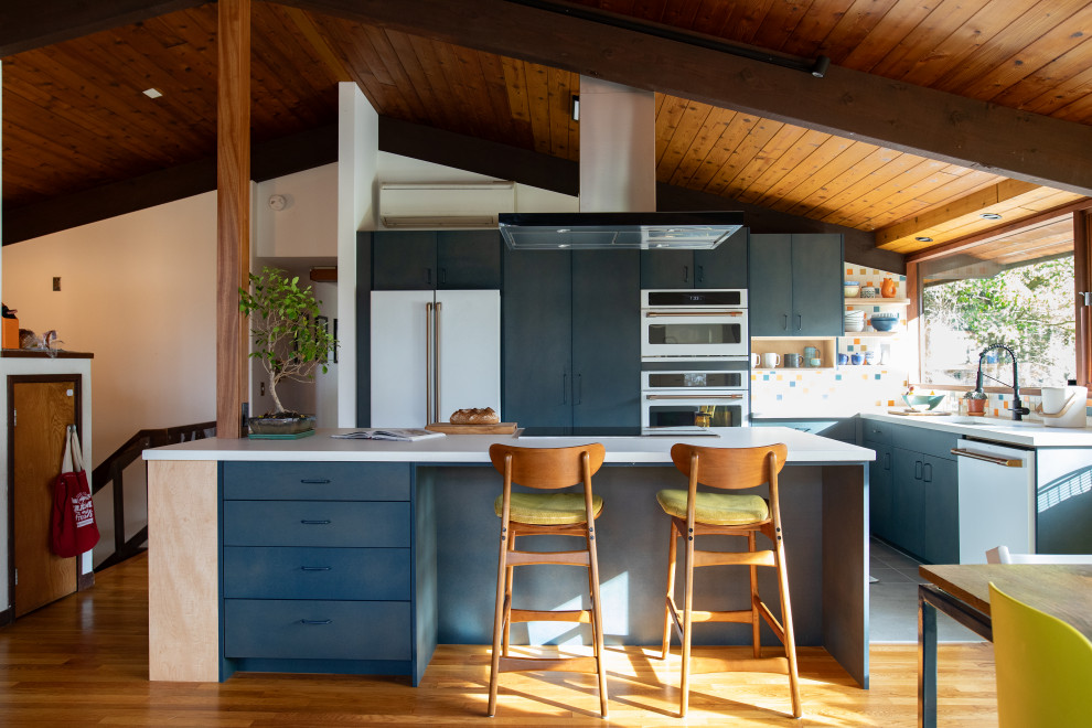 This is an example of a midcentury kitchen in Boston.
